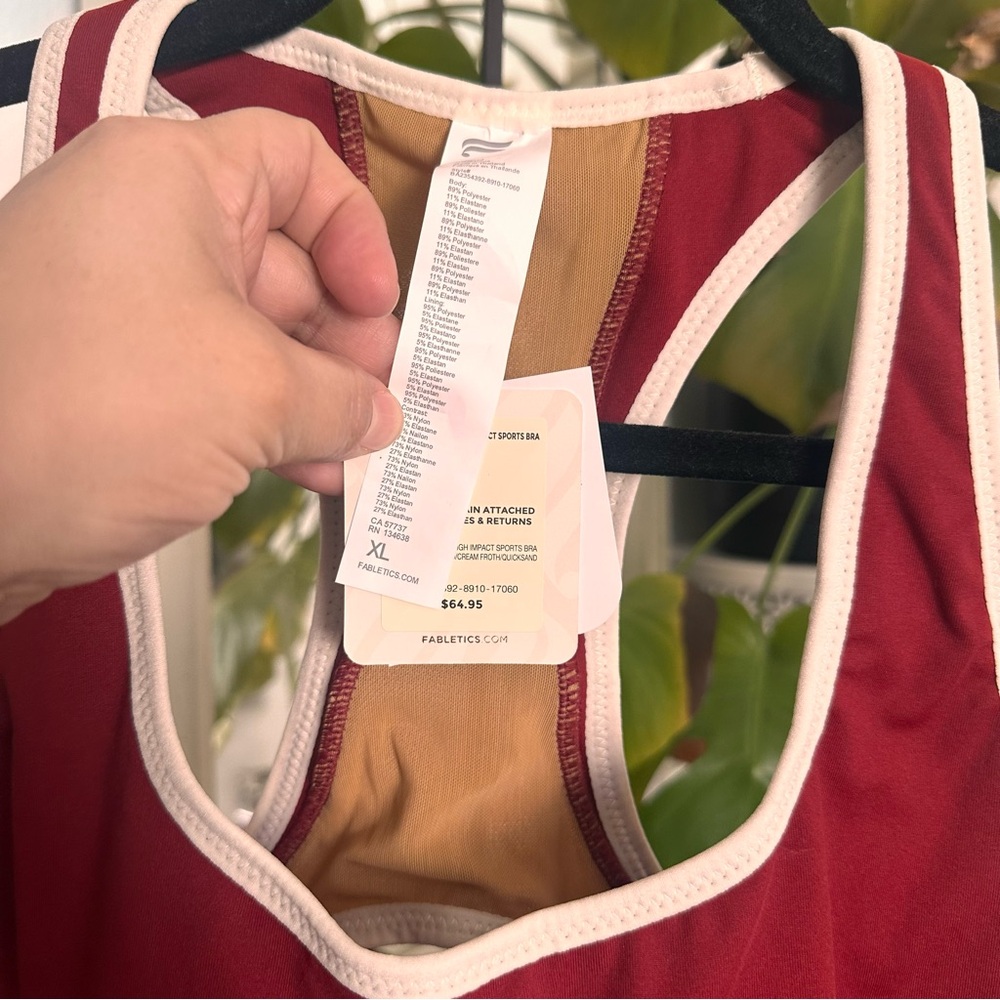 NWT Fabletics Red and Tan Sports Bra - Picture 2 of 7